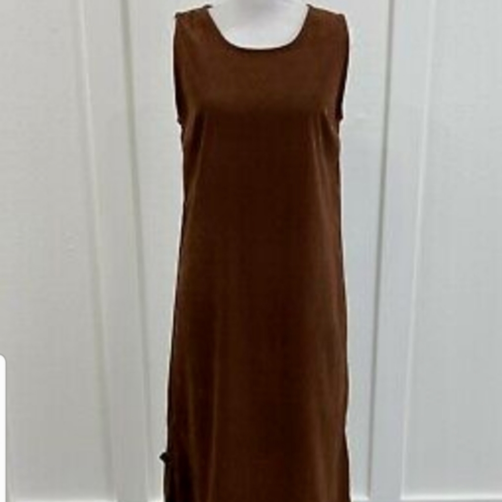 Stretch Suede Lookung Chocolate Maxidress  Wuth Satin Feeling Slup-on